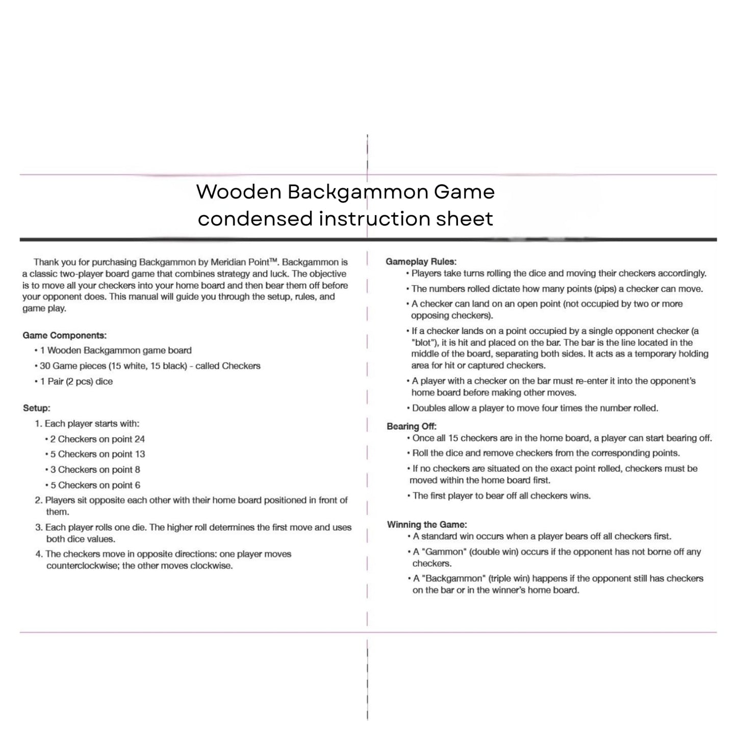 Wooden Desktop Backgammon Game