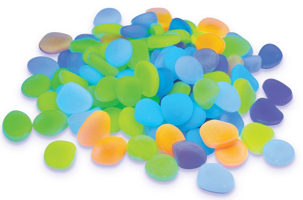 100 Glow in the Dark Garden Pebbles – Multi-Color, Easy to Use