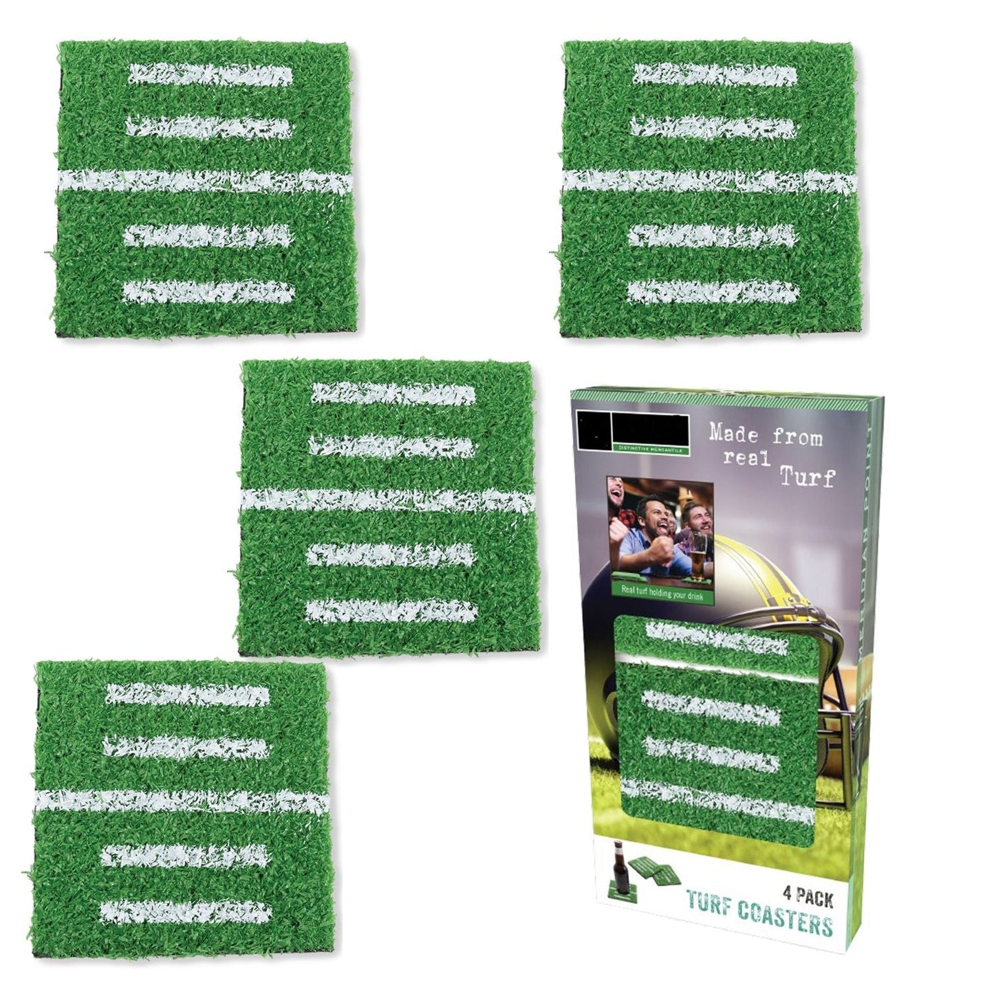 4 Pack Turf Coasters – Realistic Grass Texture for Game Day Fun and Everyday Style