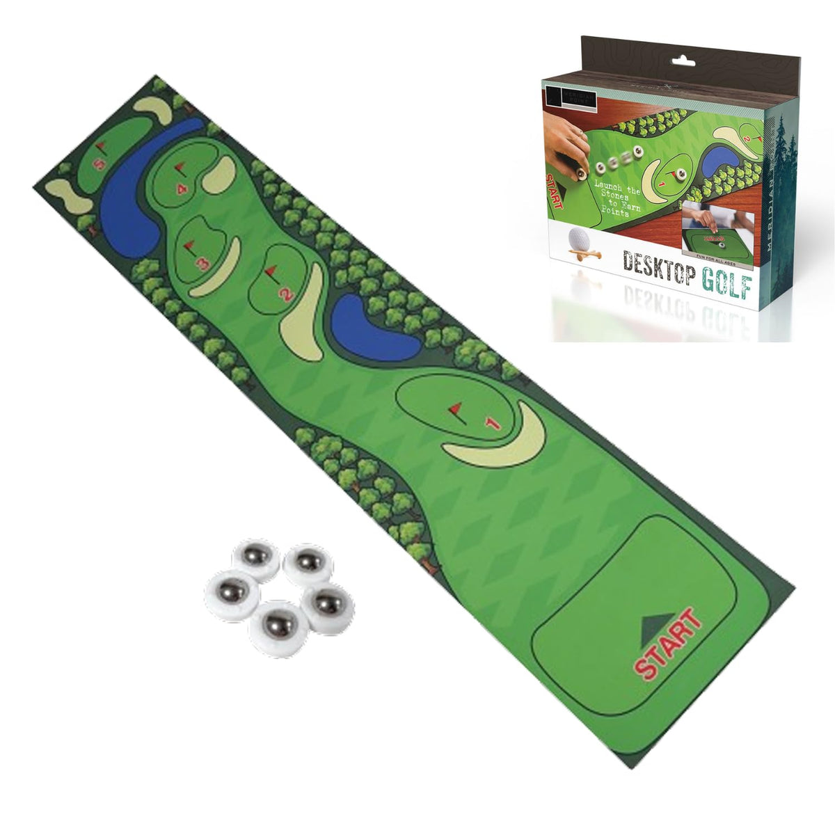 Desktop Novelty Golf Skill Building Golf Mat Finger Curling Game with Non-Skid Colorful Tabletop