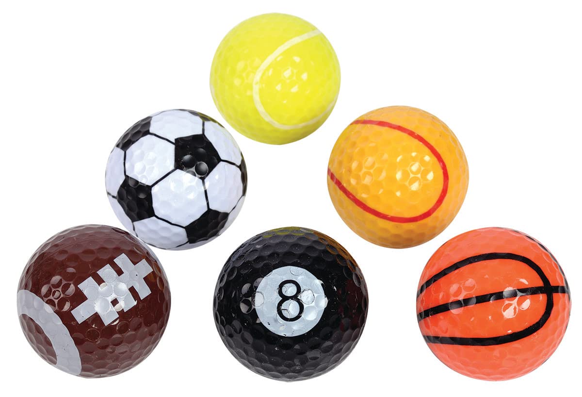 6 Pack Sport Golf Ball Set - Assorted Sports Style Balls