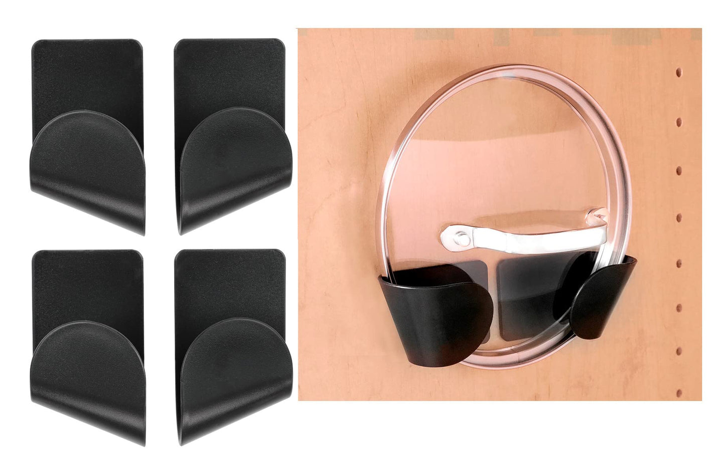 4 Pcs Set Pan Lid Organizer - 2 Holder Sets Kitchen Wall Cookware Lids Pots And Pans