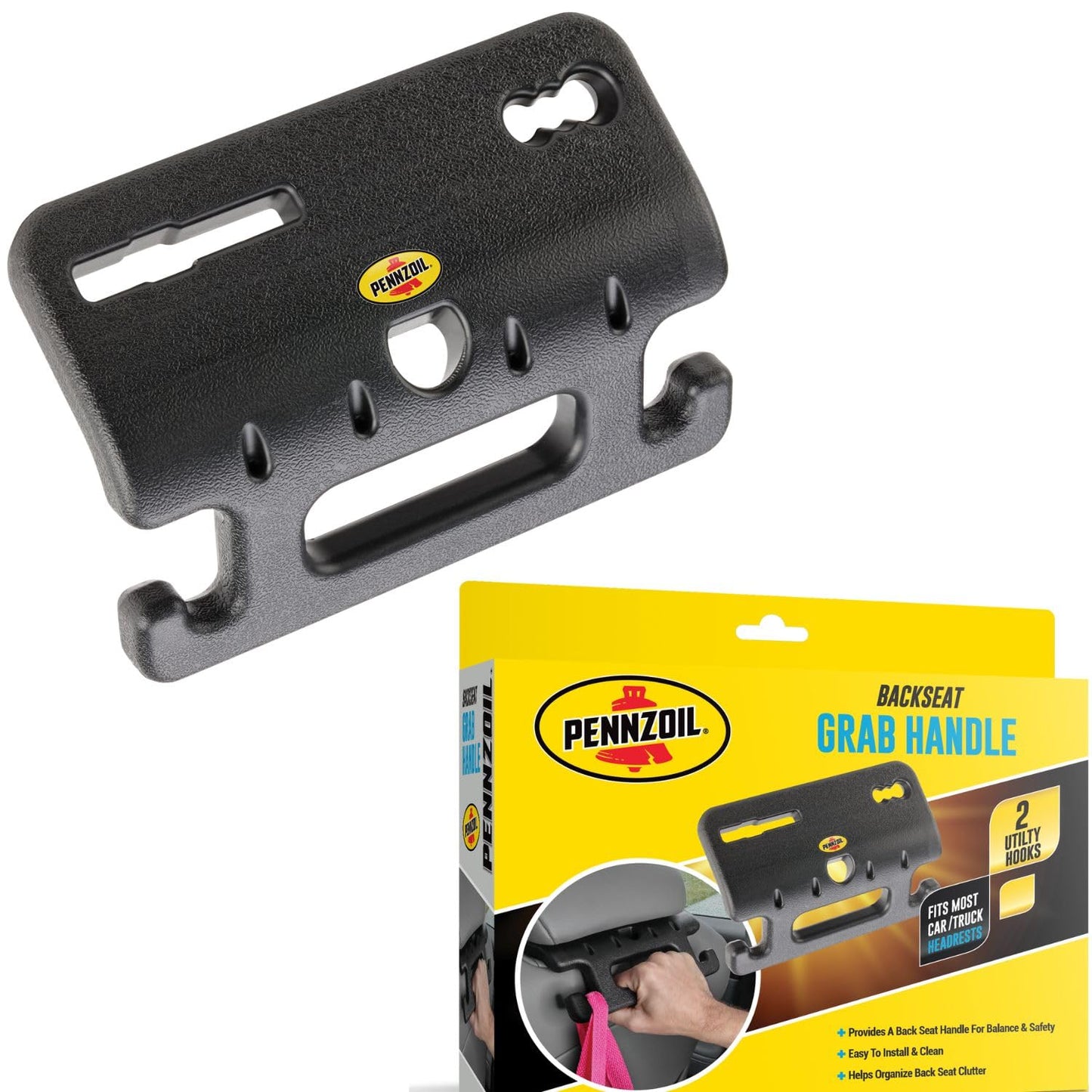 Headrest Car Backseat Grab Handle with 2 Headrest Hooks For Car - Purse Hook