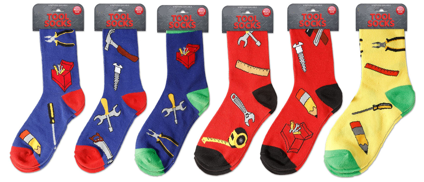 6 Pairs Funky Socks Assorted Tool Patterns Funny Socks for Kids - Novelty Socks for Children Boys