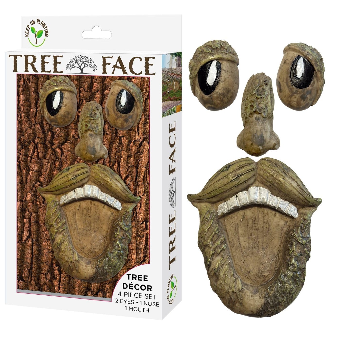 Tree Face Halloween Decor 4 Pc Set Tree Faces Decor Outdoor, Includes Eyes, Nose, Mouth