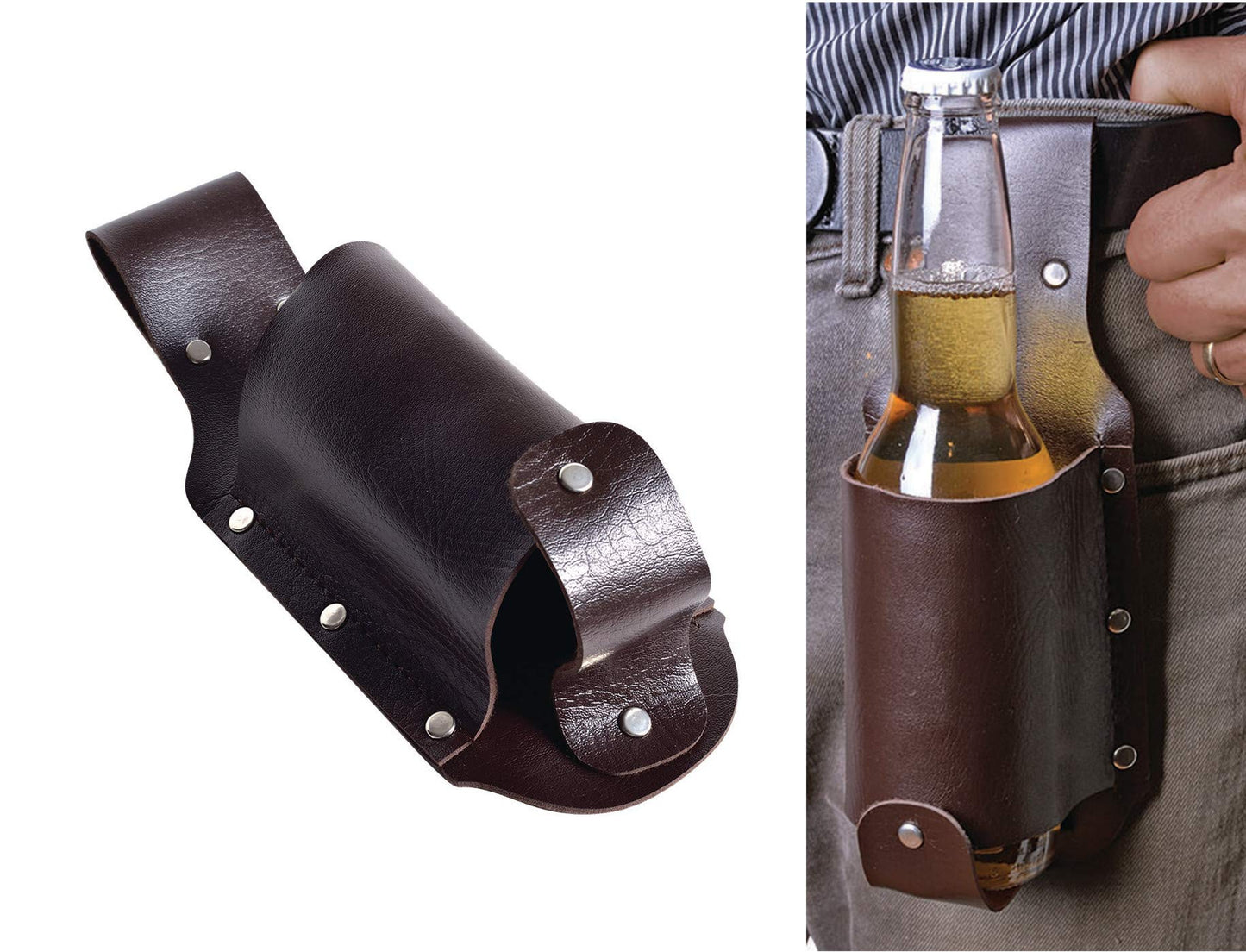 Hands Free Belt Bottle Holder Holds Beer Water Drinks Hip Holster Pouch