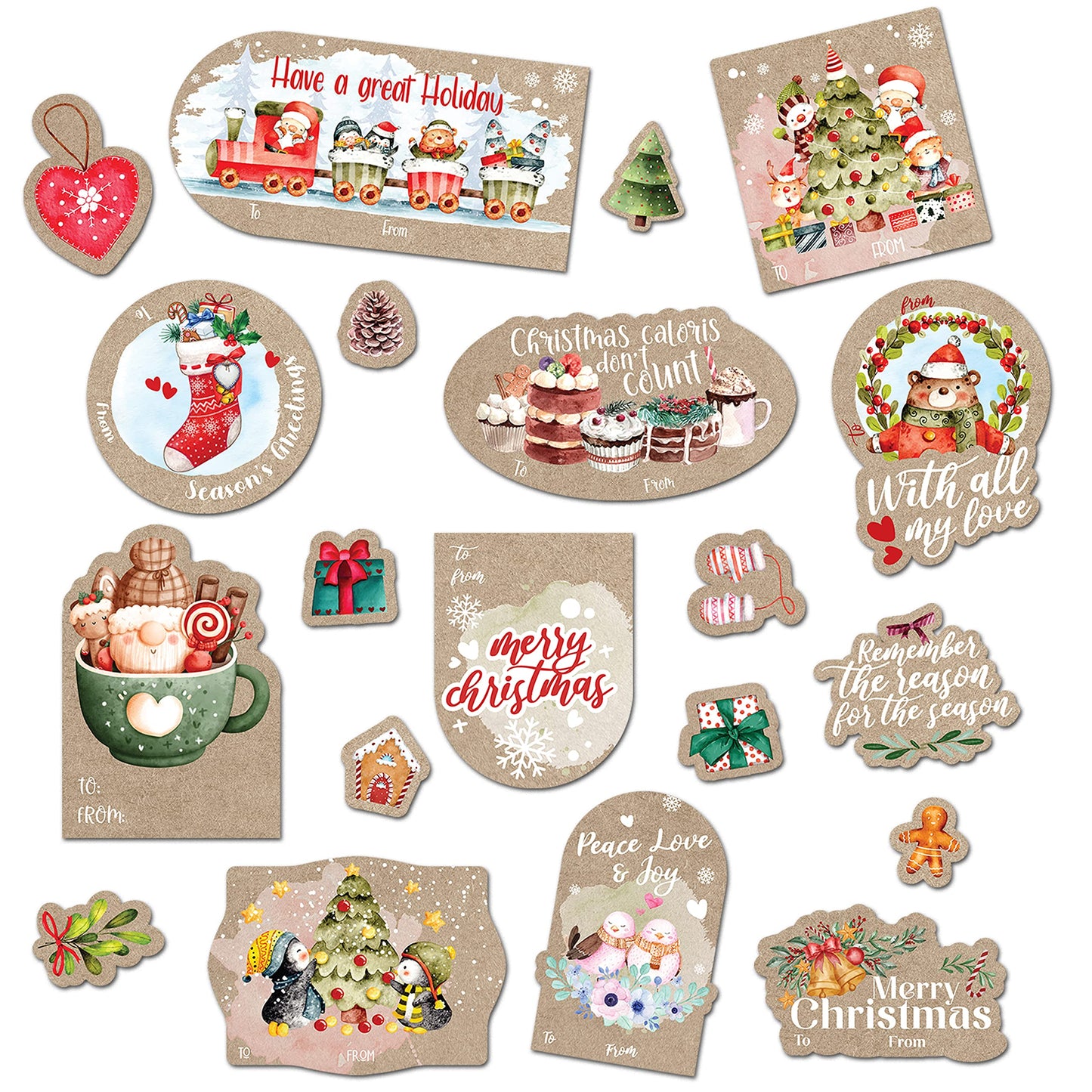 Christmas Tags for Gifts - 50 Pieces Christmas Gift Tags Self-Adhesive Stickers