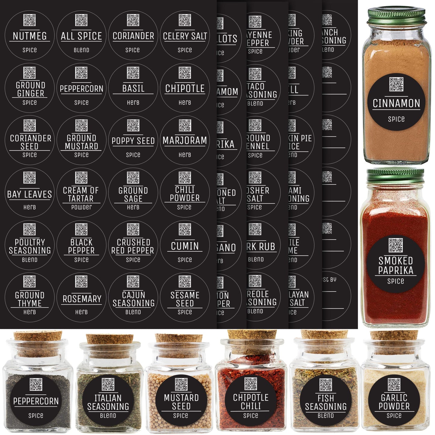 Spices Jar Labels Preprinted - 120 pcs Minimalist Spice Labels Stickers Preprinted