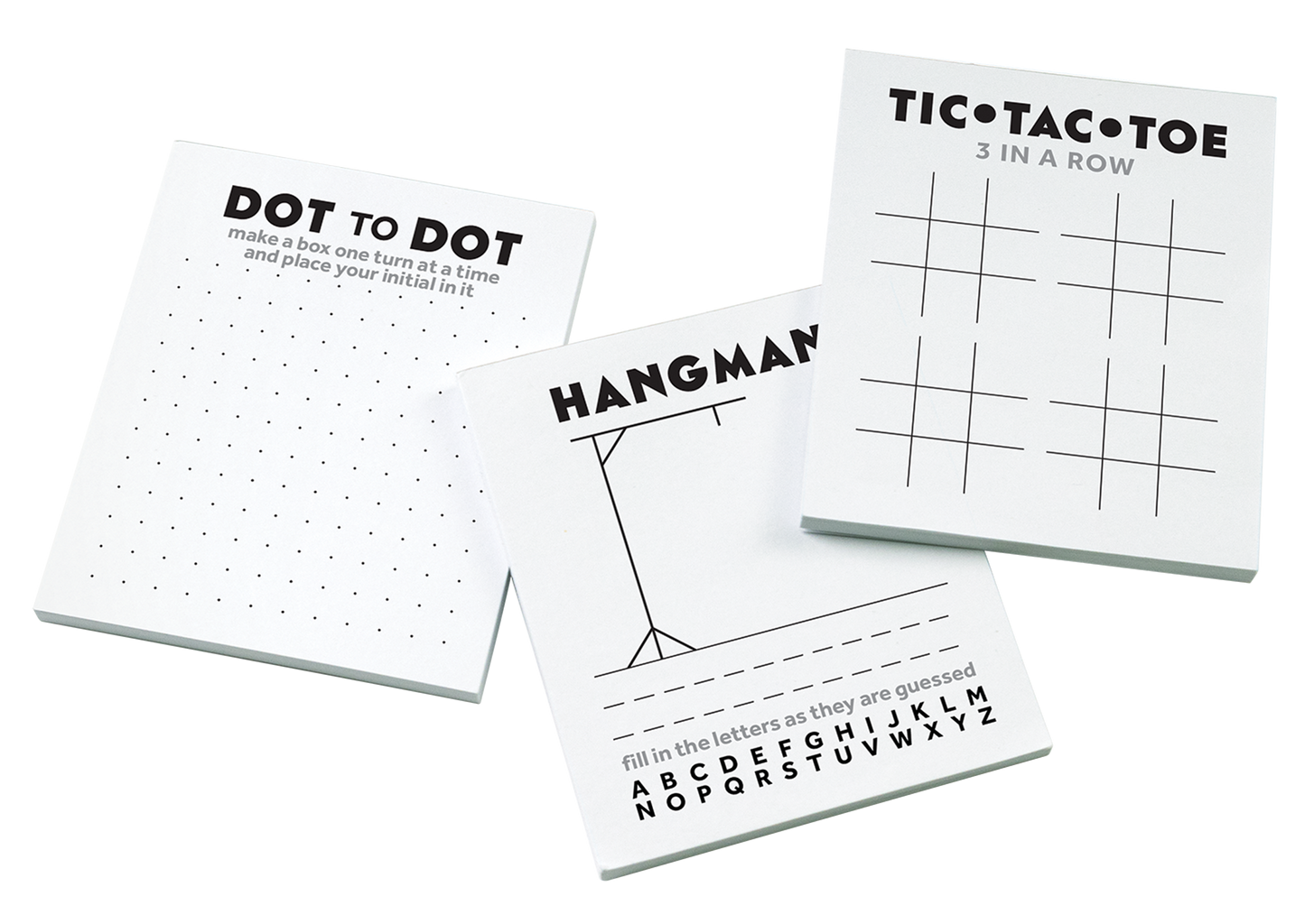 3-Pack To-Do List Notepad Set - Classic Games Edition Tic-Tac-Toe, Dot-to-Dot, Hangman - Fun & Functional for Home, Office, & Travel