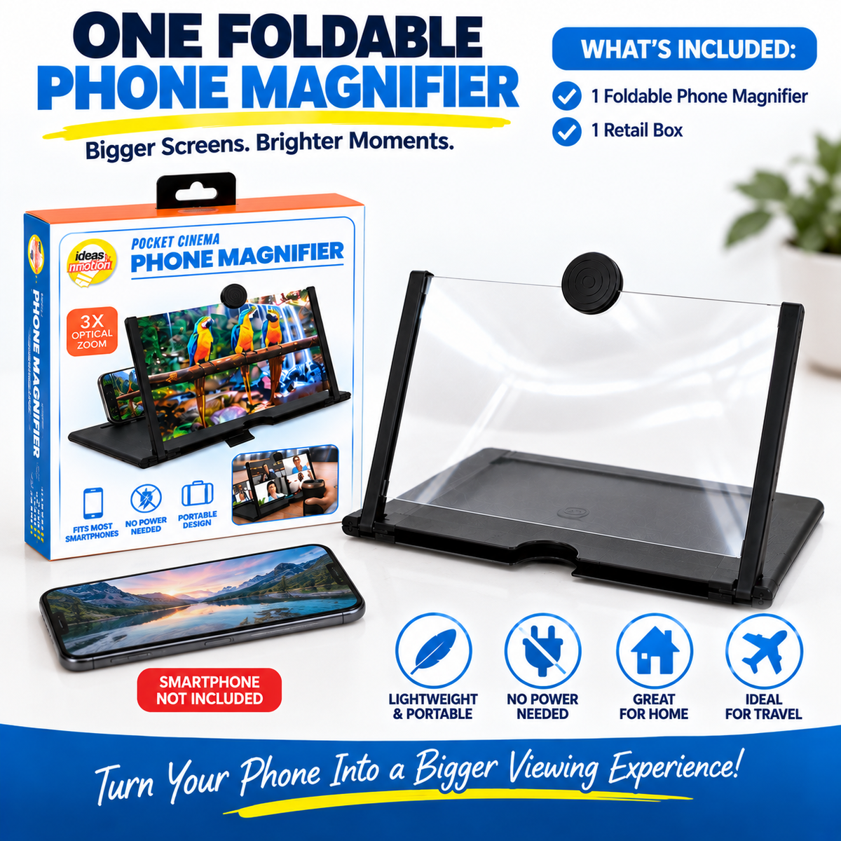 Foldable 3X Phone Screen Magnifier