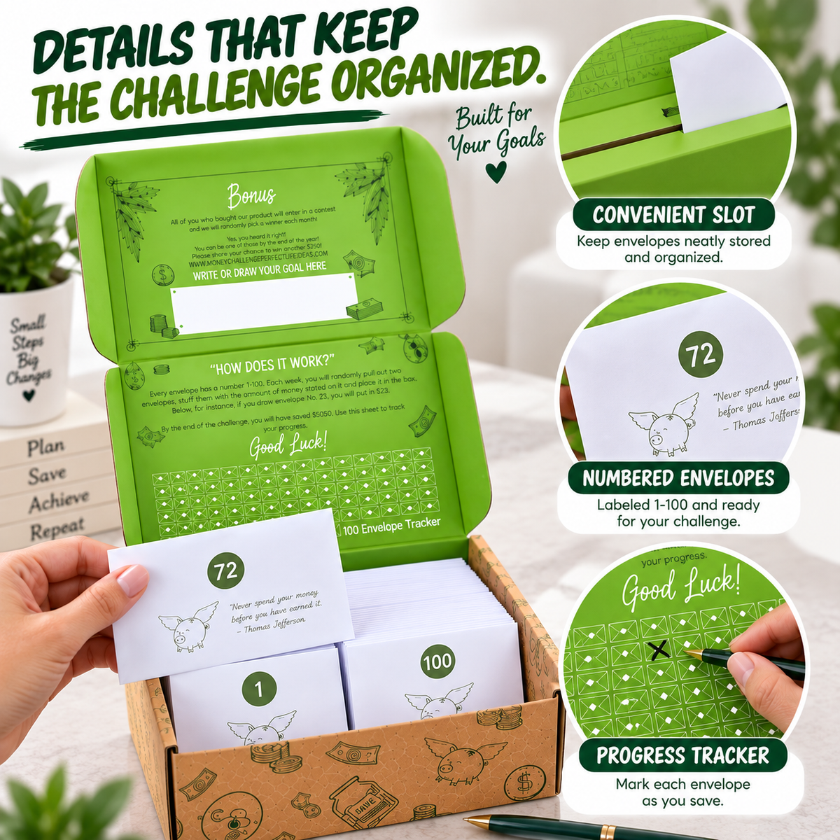 100 Envelope Money Savings Challenge Box