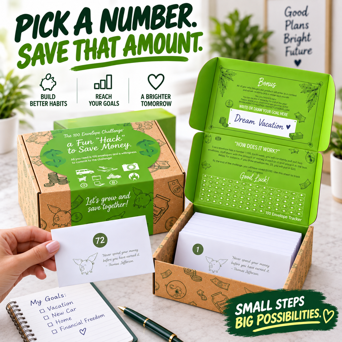 100 Envelope Money Savings Challenge Box