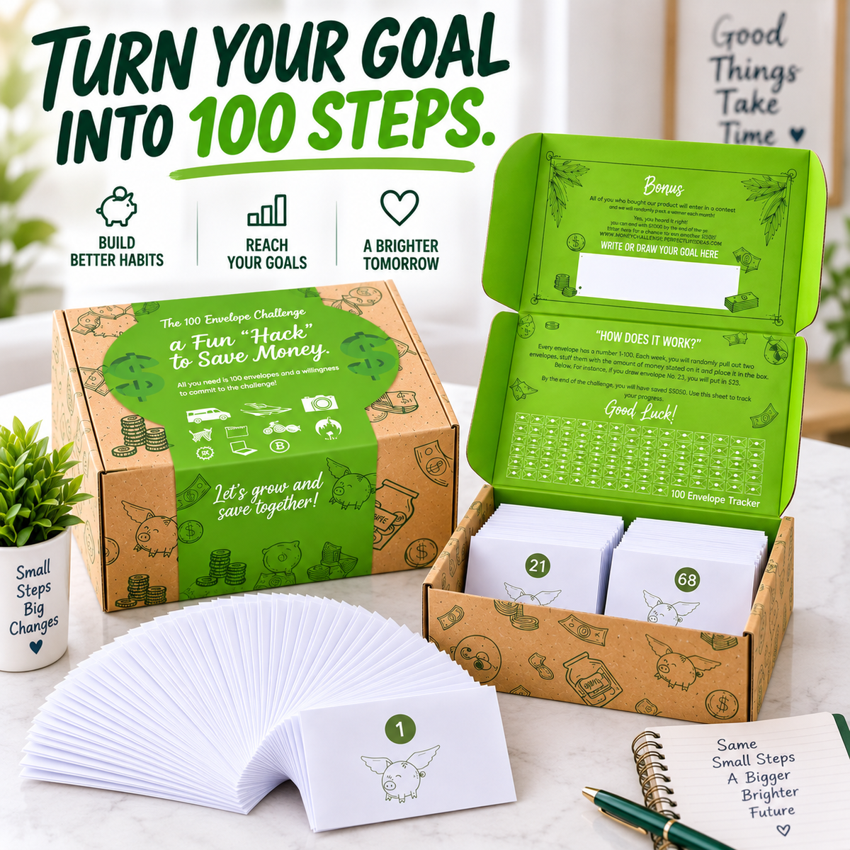 100 Envelope Money Savings Challenge Box
