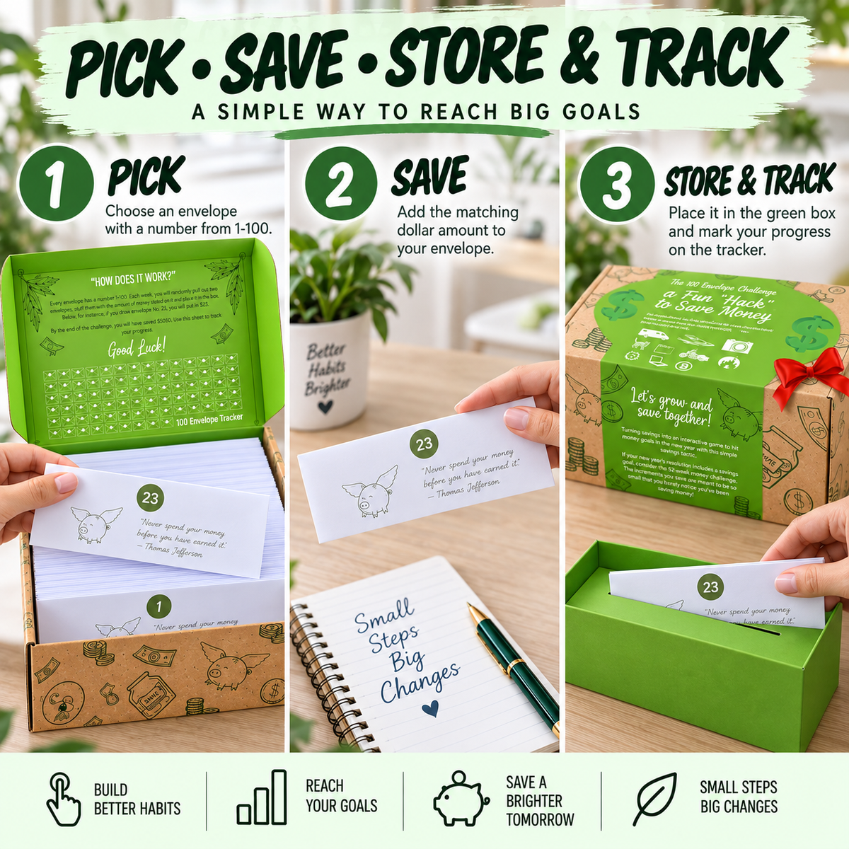 100 Envelope Money Savings Challenge Box