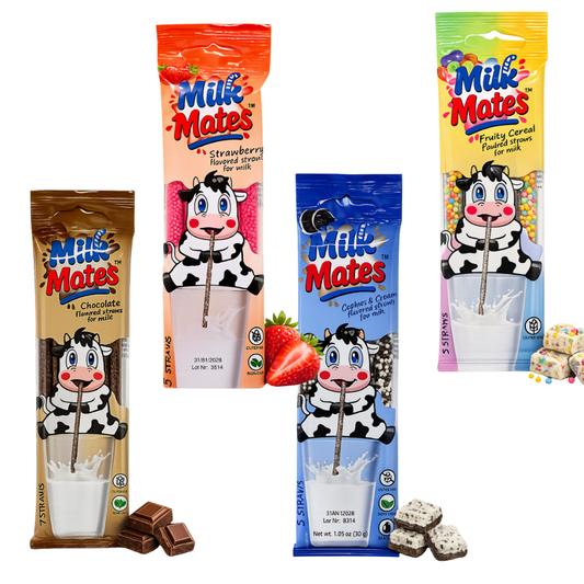 20 Milk Flavoring Straws - 4 Packs Ea 5 Straws Astd Flavors, Chocolate, Strawberry, Cookies & Cream, Fruity Cereal
