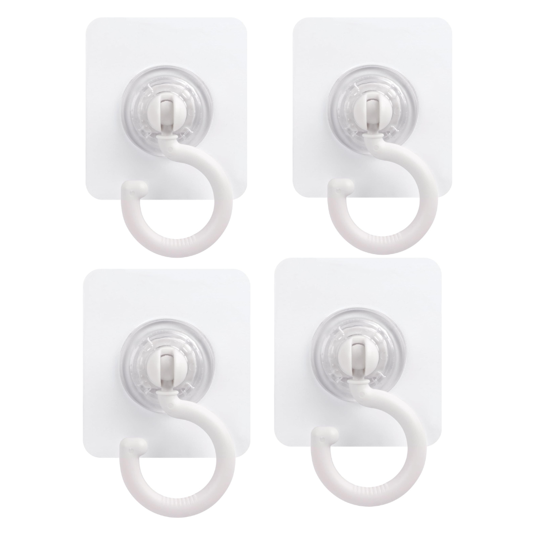 4 Pack Swivel Self Stick Hooks – Rotating Hooks for Any Smooth Surface