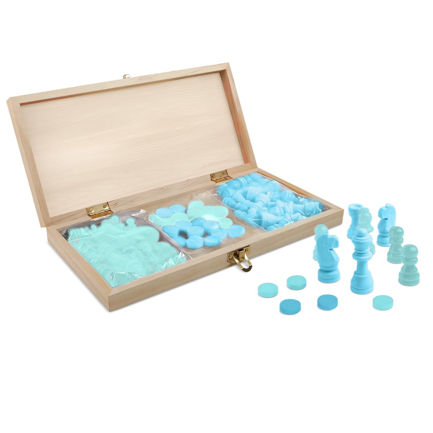 2 in 1 Wooden Chess and Checkers Set - Chess Set for Kids â€“ 11 x 11 Wood Game Board Folds As Storage Case