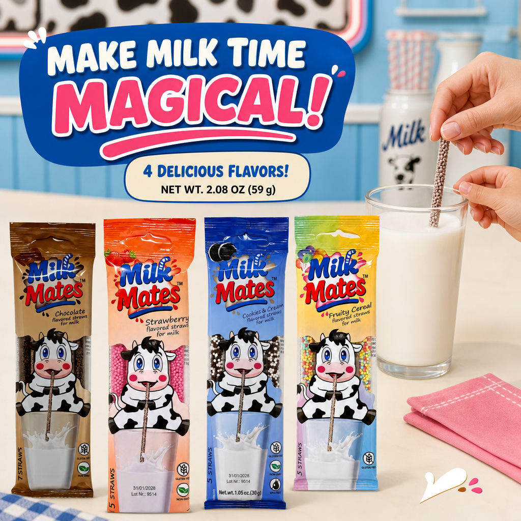 20 Milk Flavoring Straws - 4 Packs Ea 5 Straws Astd Flavors, Chocolate, Strawberry, Cookies & Cream, Fruity Cereal