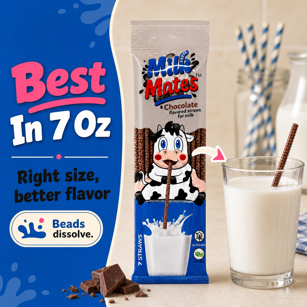 20 Milk Flavoring Straws - 4 Packs Ea 5 Straws Astd Flavors, Chocolate, Strawberry, Cookies & Cream, Fruity Cereal
