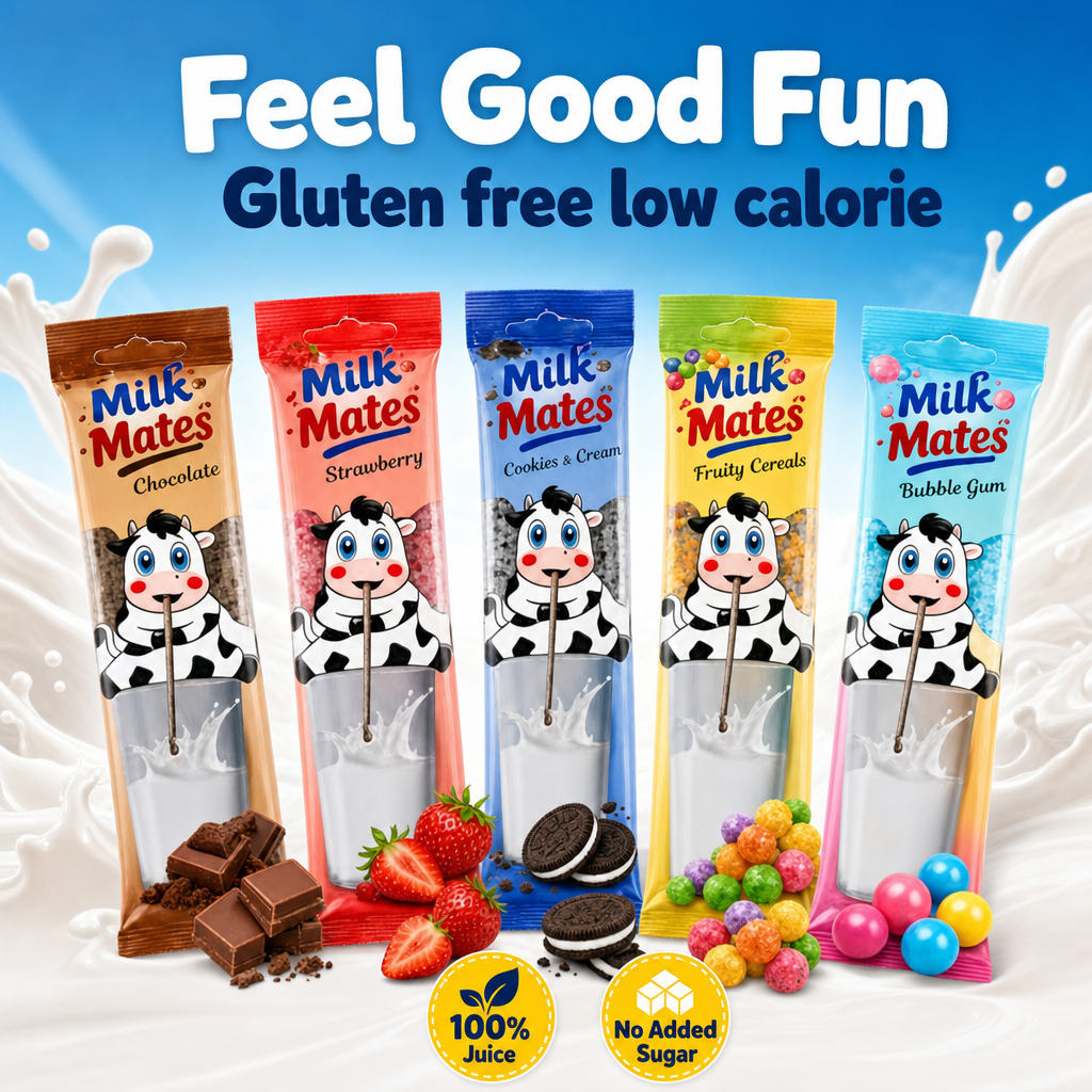 25 Milk Flavoring Straws Assorted 5 Flavors for 7 Oz Milk, 5 Packs