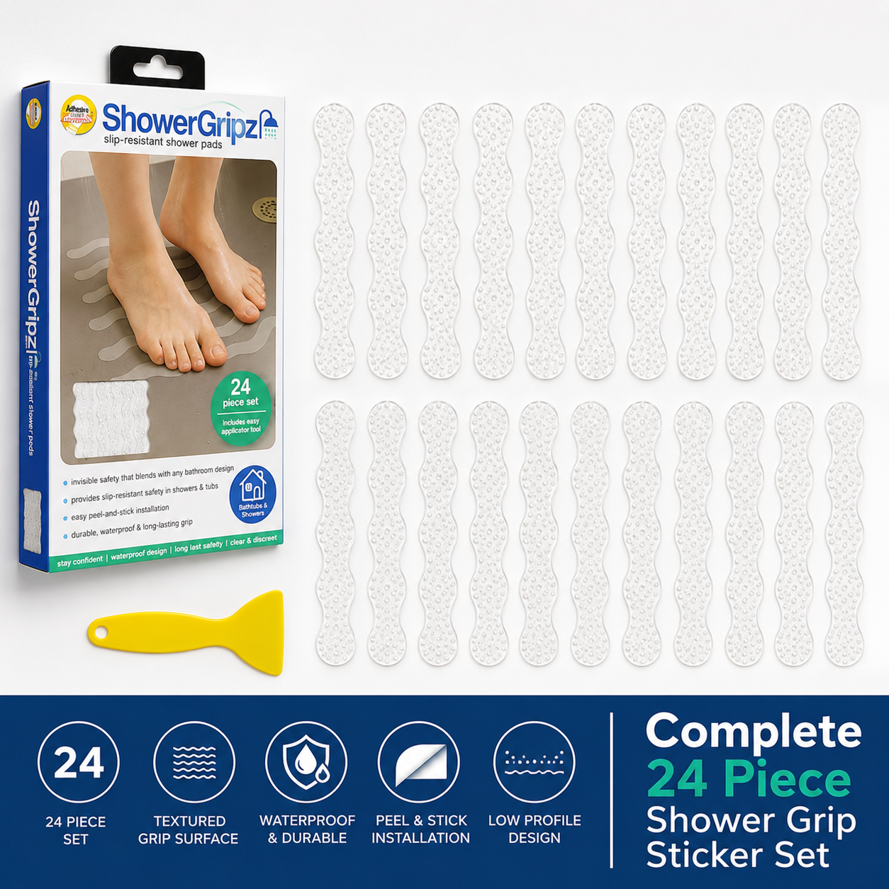 2 Cards Each - 24 Pcs Set Shower Gripz