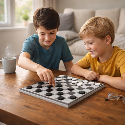 Checkers Board Game – Wooden Chess Set for Kids – Suitable for Family Game Play
