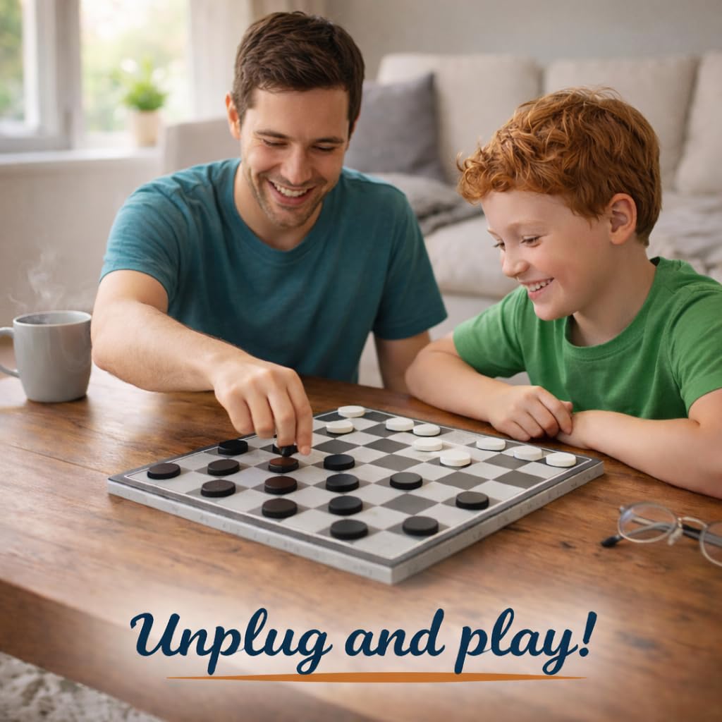 Checkers Board Game – Wooden Chess Set for Kids – Suitable for Family Game Play