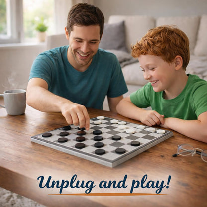 Checkers Board Game – Wooden Chess Set for Kids – Suitable for Family Game Play
