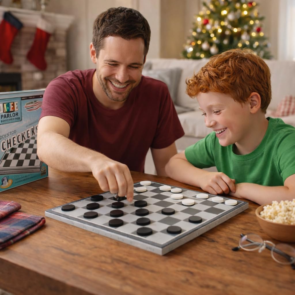 Checkers Board Game – Wooden Chess Set for Kids – Suitable for Family Game Play