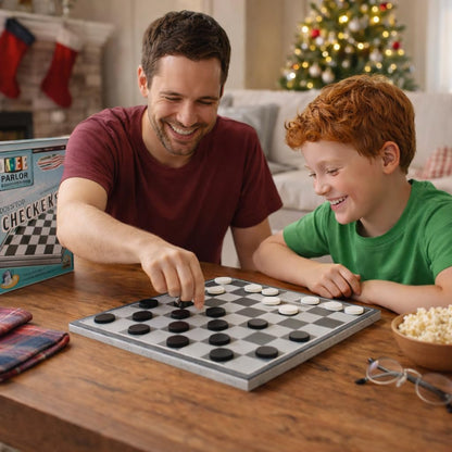 Checkers Board Game – Wooden Chess Set for Kids – Suitable for Family Game Play