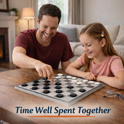 Checkers Board Game – Wooden Chess Set for Kids – Suitable for Family Game Play