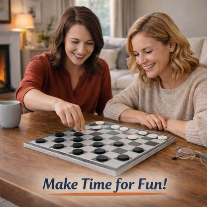 Checkers Board Game – Wooden Chess Set for Kids – Suitable for Family Game Play