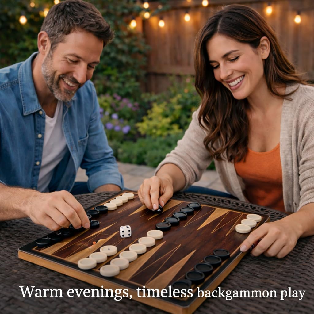 Wooden Desktop Backgammon Game