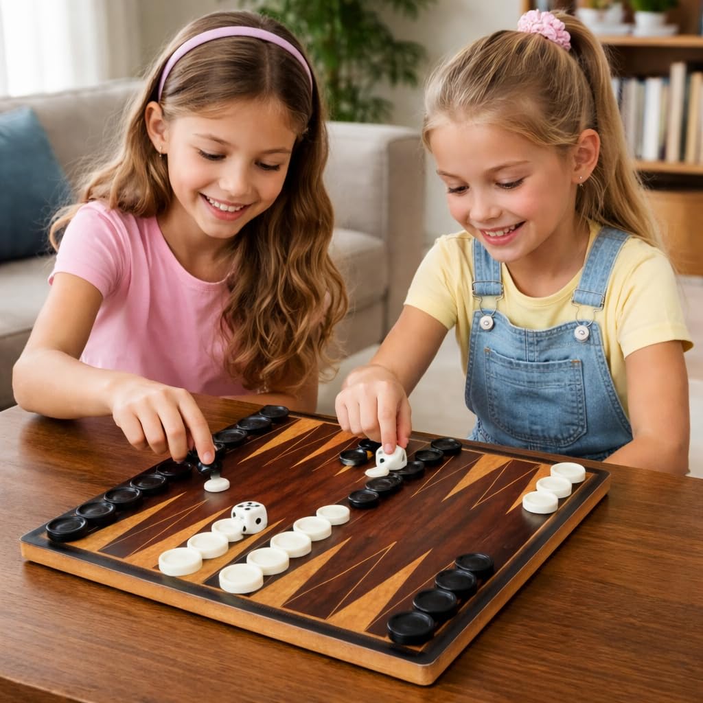 Wooden Desktop Backgammon Game