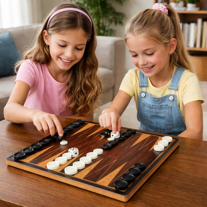 Wooden Desktop Backgammon Game