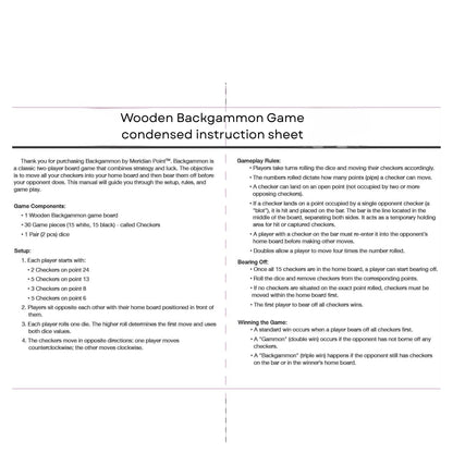 Wooden Desktop Backgammon Game