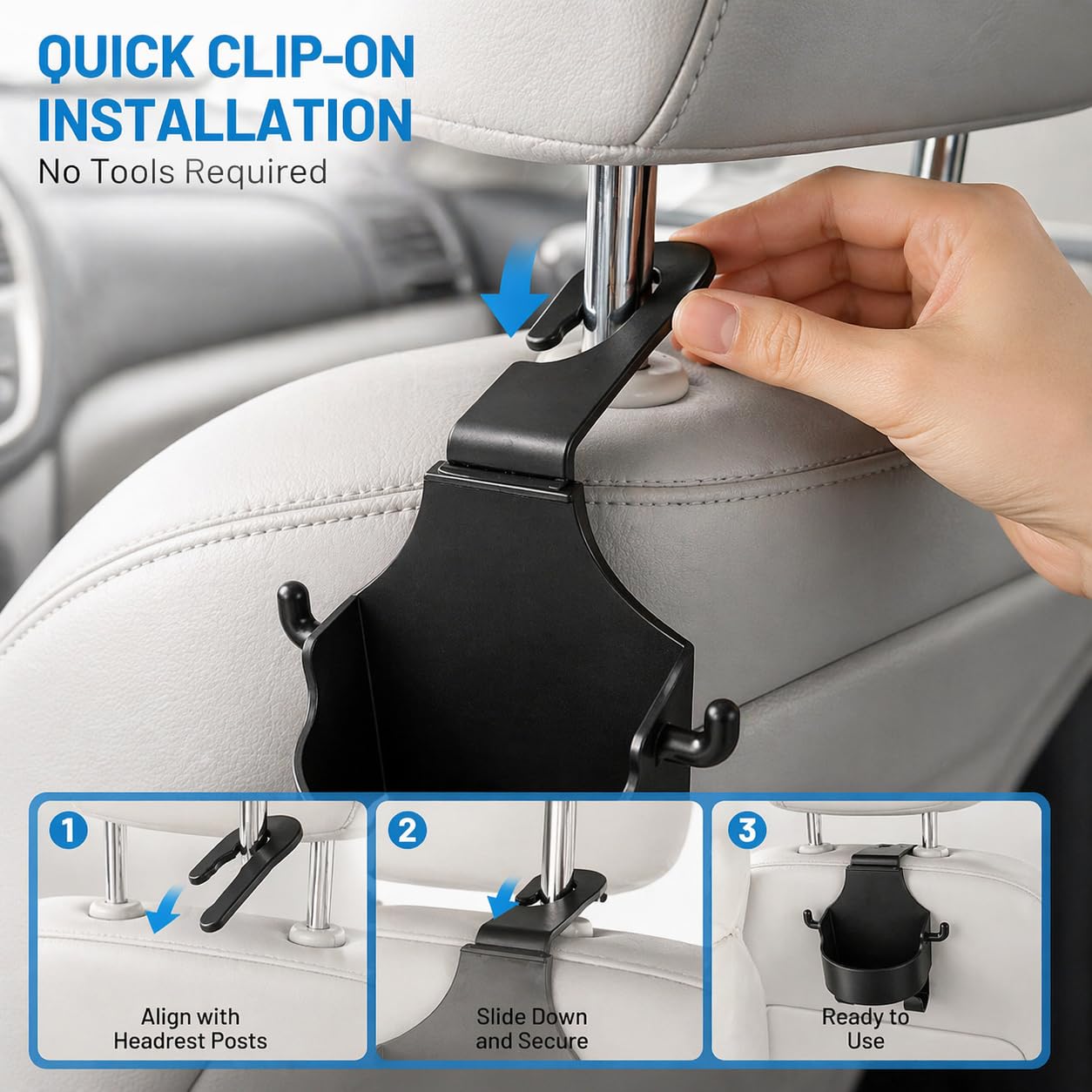 2 Pcs Set Hanging Headrest Clip Drink Organizers