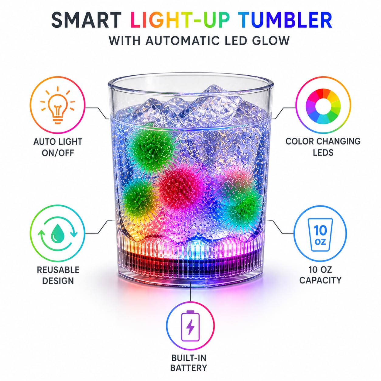 2 Pcs Set 10.0 Fl Oz. Light Up Tumbler