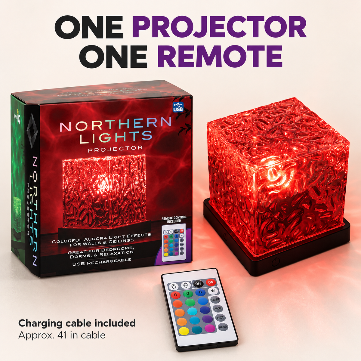 Aurora Northern Lights Projector with Remote Control USB Rechargeable for Bedroom and Dorm Decor