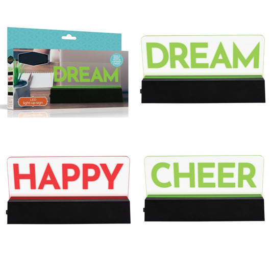 Positive LED Light-Up Sign – Dream, Happy, Cheer – Random Styles - Battery Powered