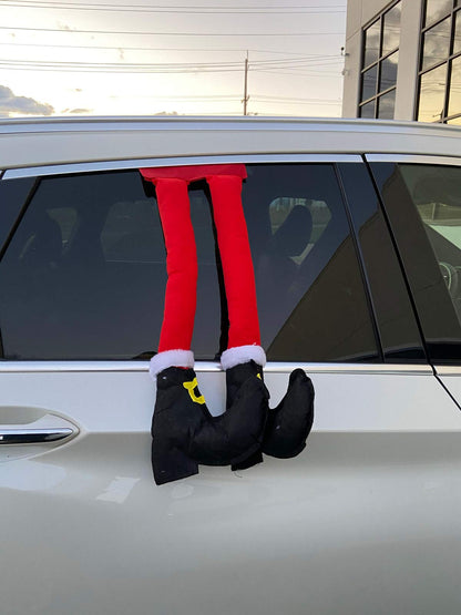 1 Pair Elf Christmas Decorations for Your Vehicle or Fireplace - Hanging Elf Legs for Car Perfect for Holiday Cheer