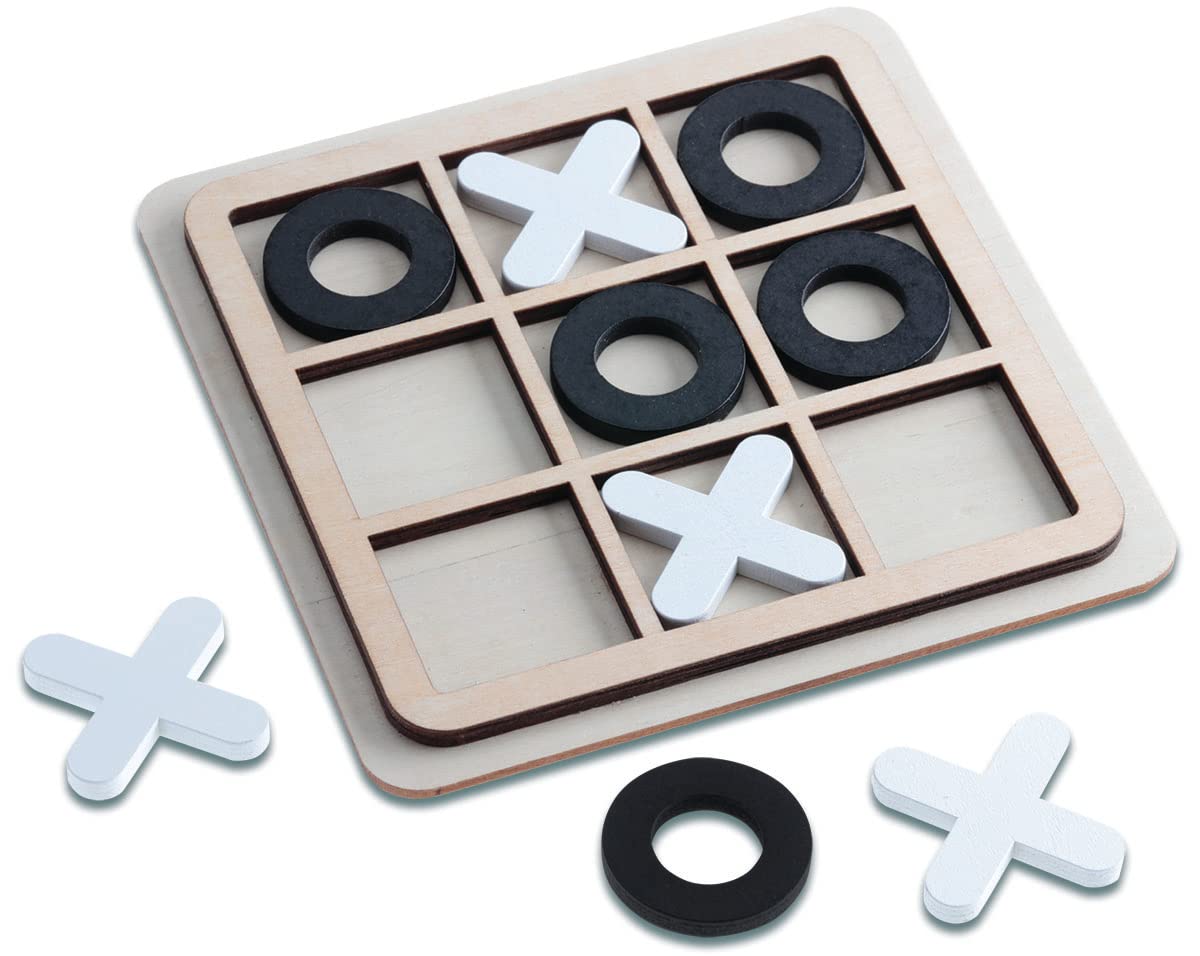 Wooden Travel Tic Tac Toe Game Fun 2 Player Handheld Brain Challenge Game