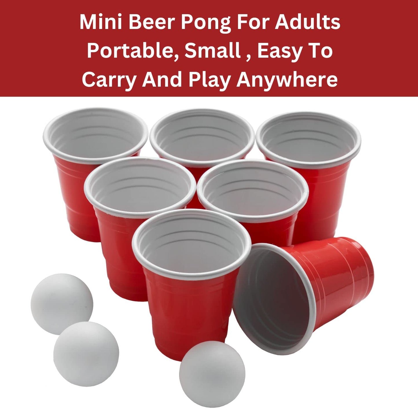 Mini Beer Pong Game - Fun Adult Drinking Games for Adults Only - Mini Beer Pong Set