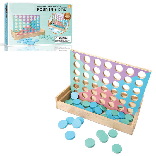 Colorful Wooden Four in a Row Game - Exciting Indoor Games for Kids & Adults