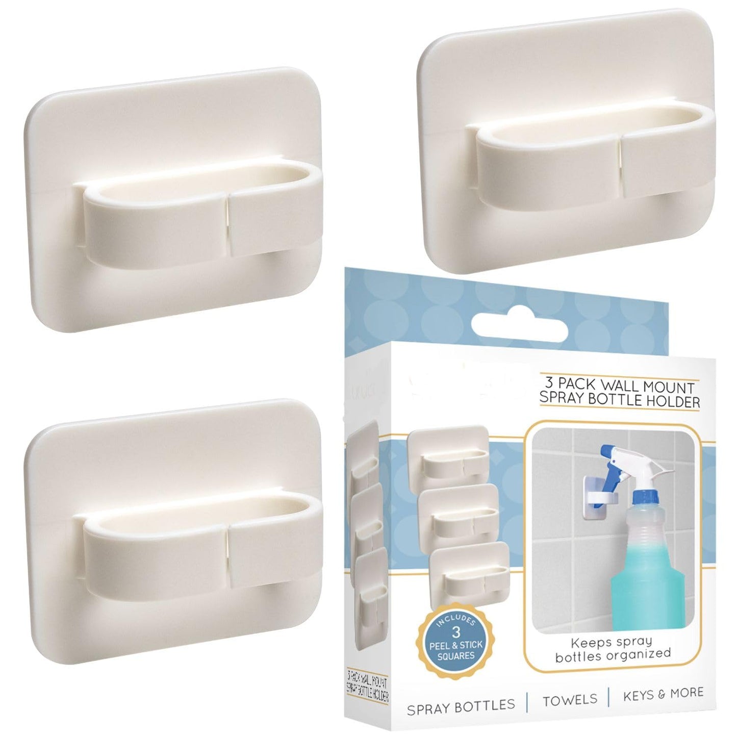 3 Pack Wall Mount Spray Bottle Holder - Multi Use Spray Bottle Organizer