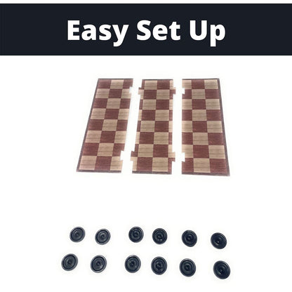 Travel Checkers Board Game for Kids - Small Portable Foldable Checkerboard