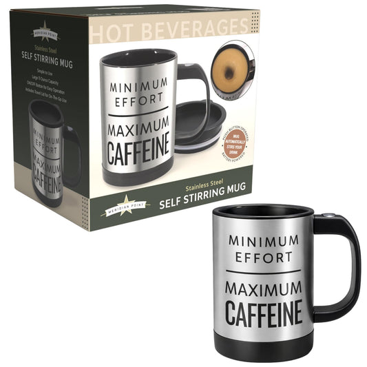 Self Stirring Automatic Coffee Mug 11oz Temp Control Push Button Stainless Steel