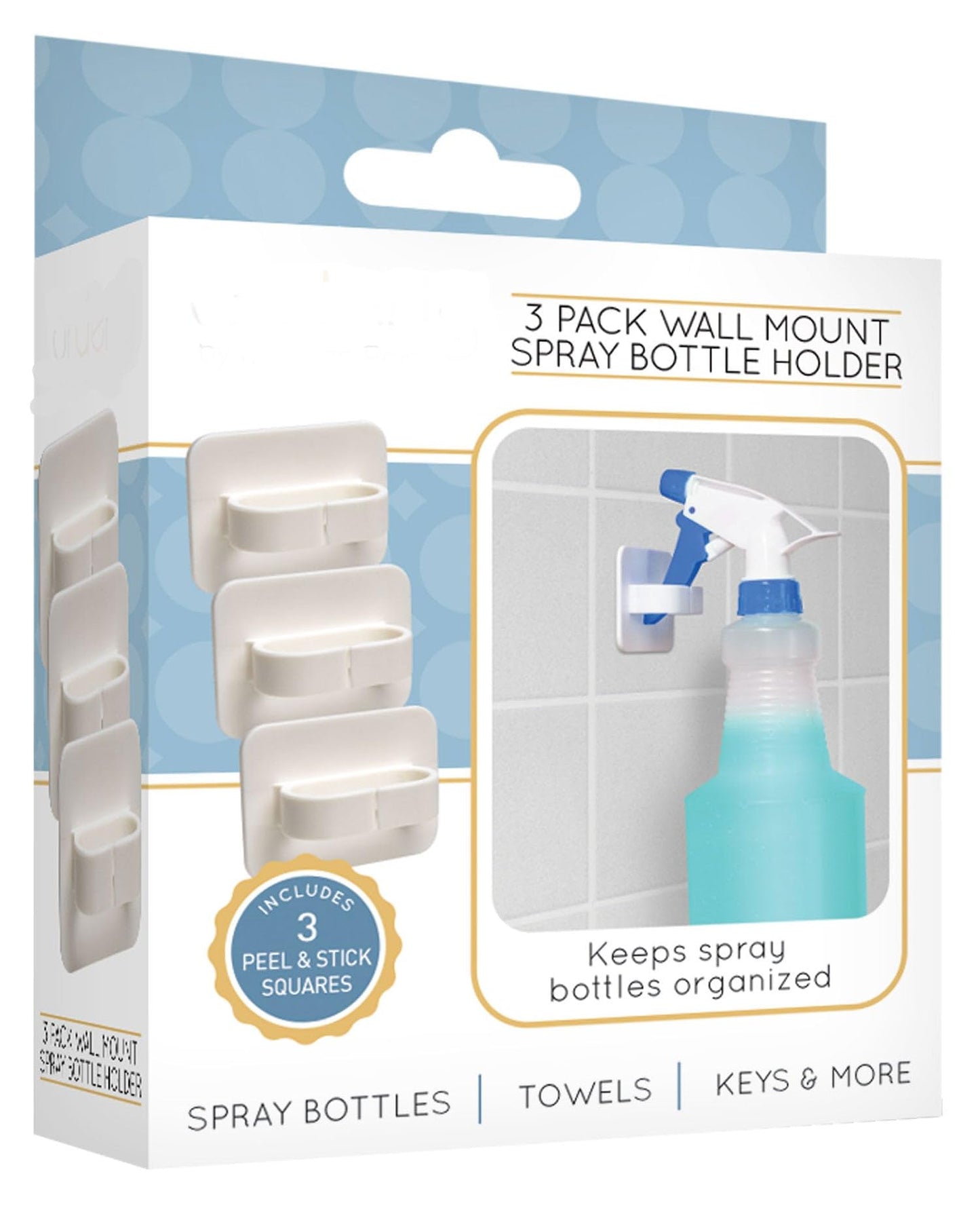 3 Pack Wall Mount Spray Bottle Holder - Multi Use Spray Bottle Organizer