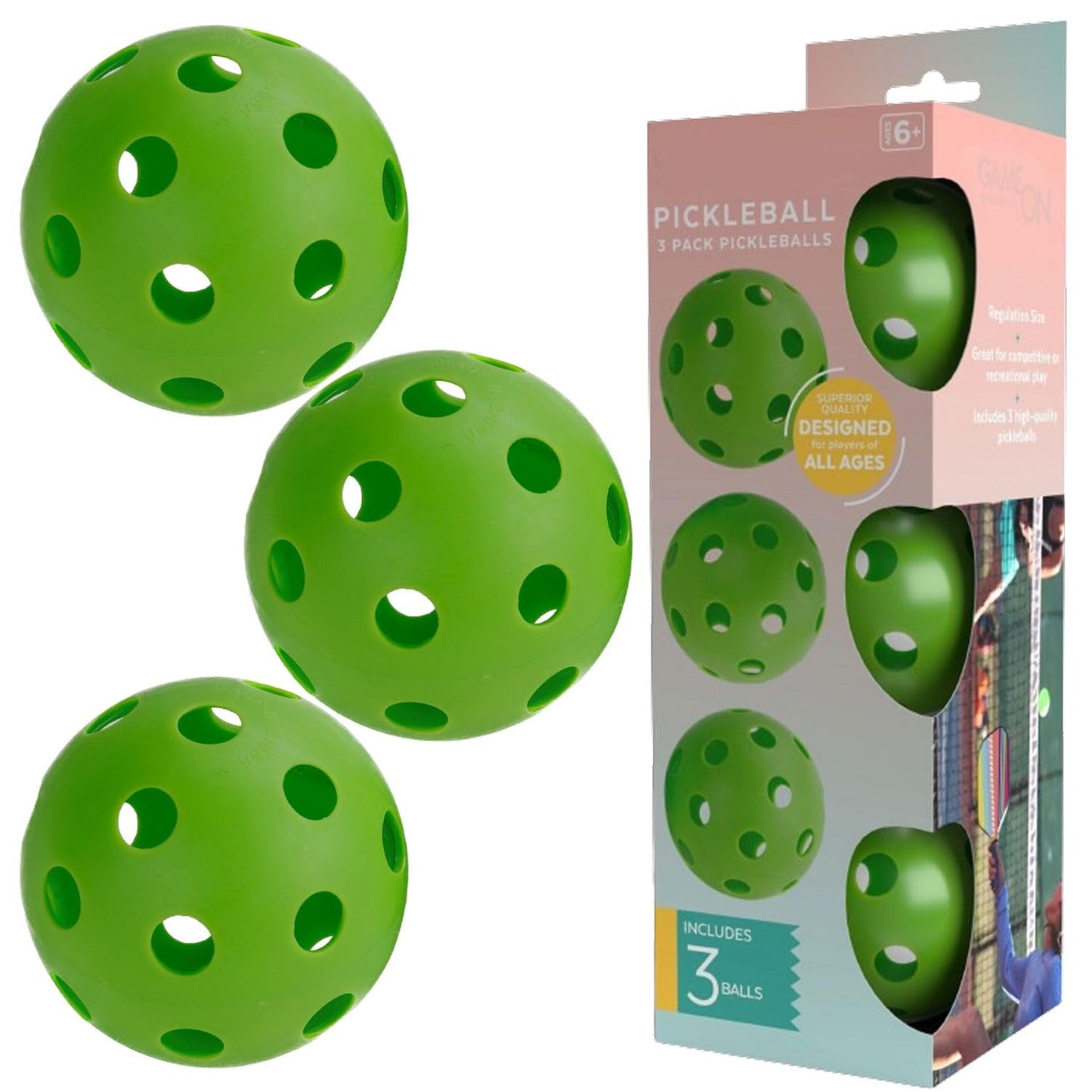 Pickleball Balls Set - 3 Piece Set - Outdoor Pickleball Balls for Competitive