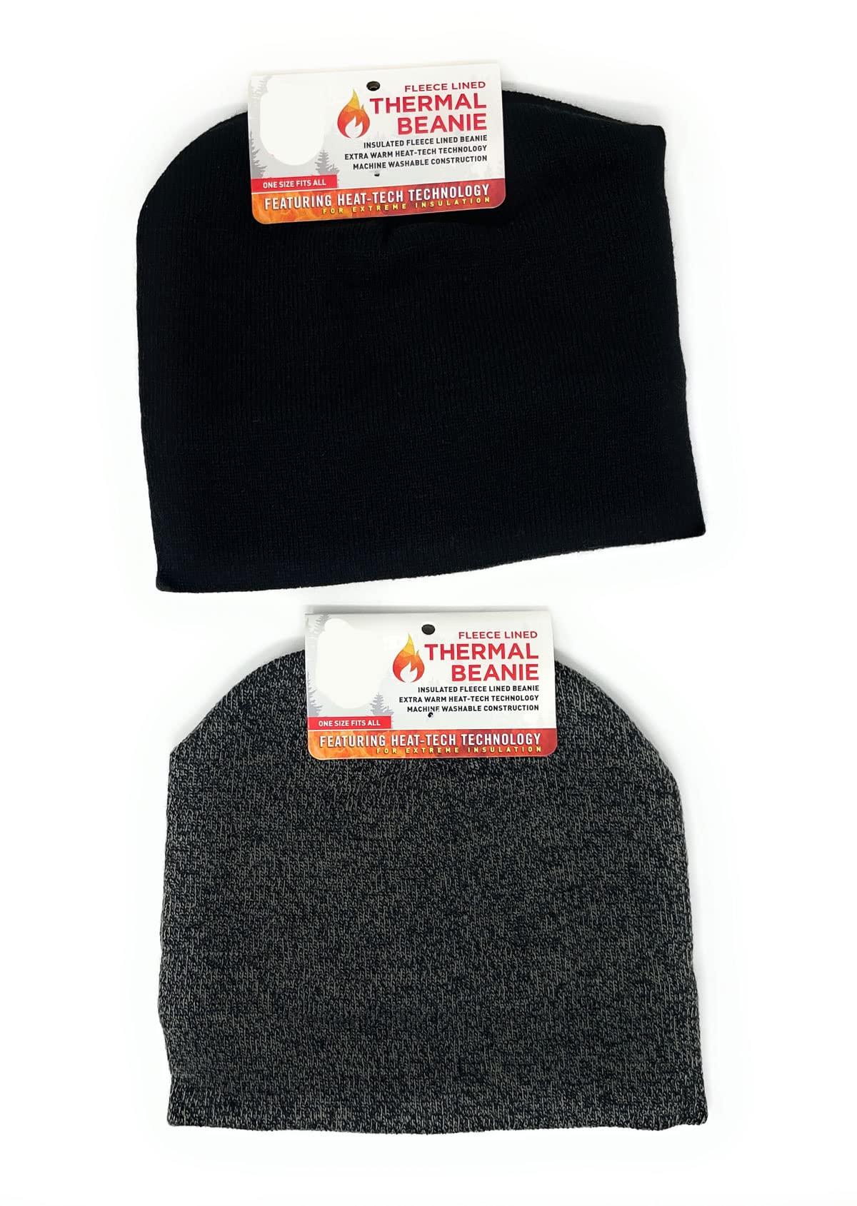 2 Pack Fleece Lined Thermal Beenie 2 Pack (1 Each Col) Relisted